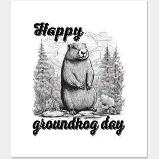 Happy Groundhog Day 2024 Groundhog Lover Funny Woodchuck Posters and Art